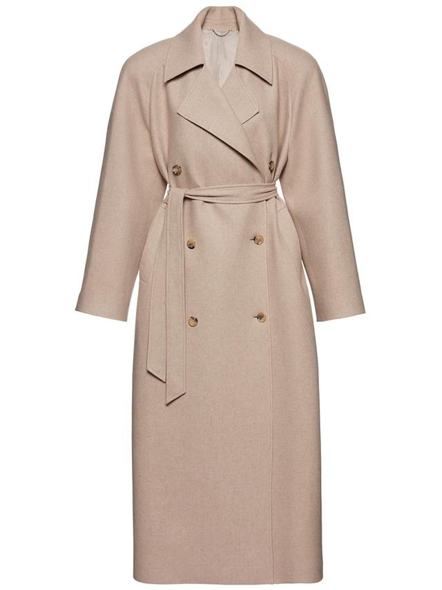 Belted cashmere long coat