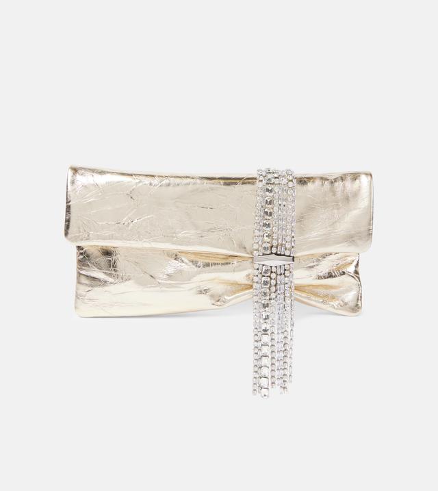 Zandra Small metallic leather clutch