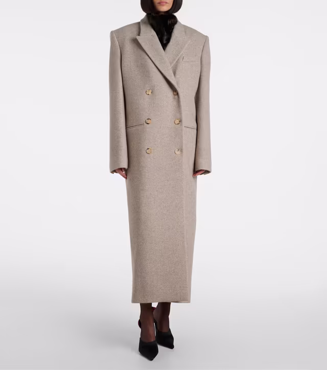Alternative view of Double-breasted wool-blend coat