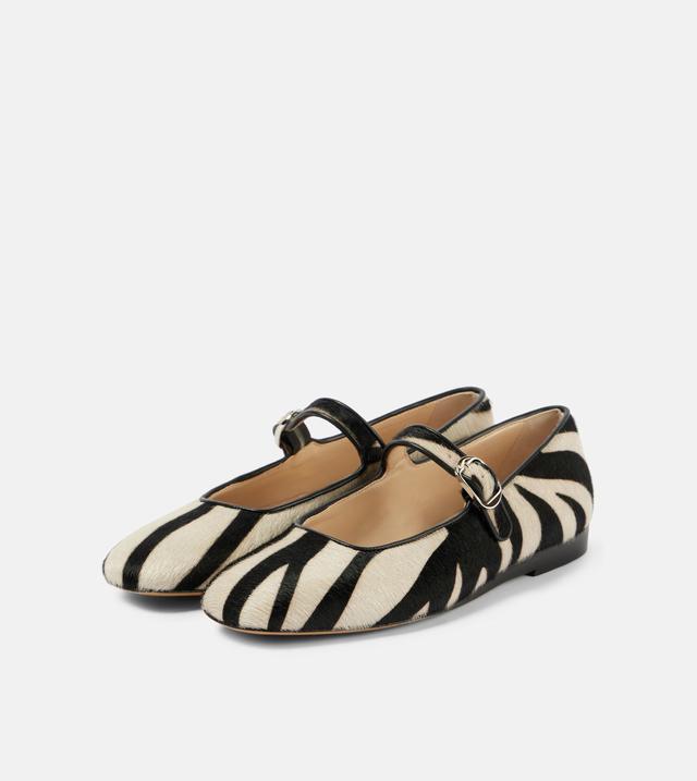 Zebra-print calf hair Mary Jane flats