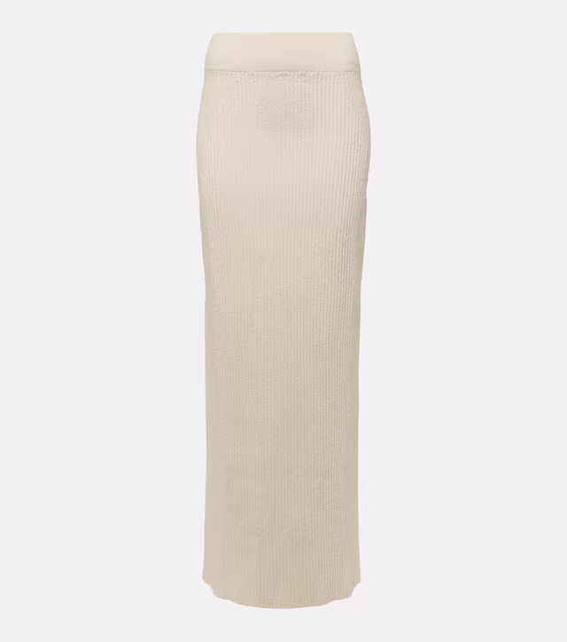 Cotton-blend bouclé maxi skirt