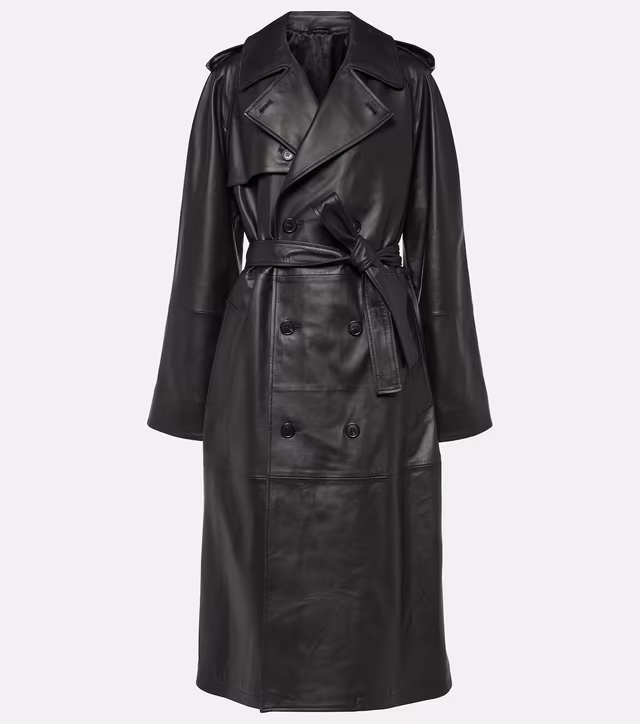 Leather trench coat