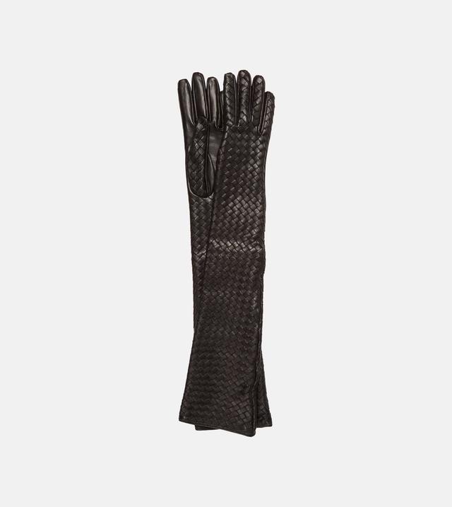 Intrecciato leather gloves