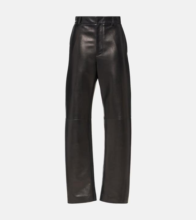 Leather wide-leg pants