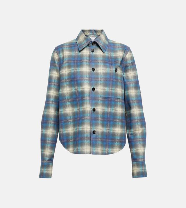 Checked leather shirt