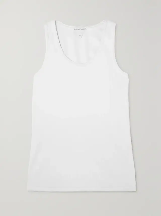 Ribbed stretch-cotton tank top