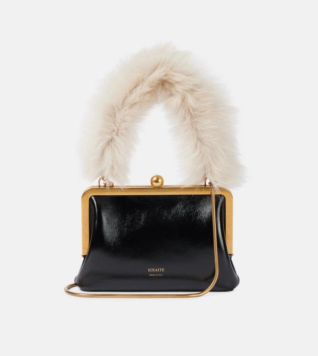 Lilith Small shearling-trimmed leather tote bag