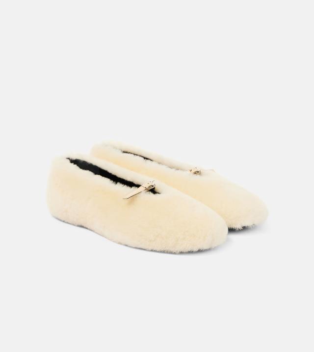 Tee shearling Mary Jane flats