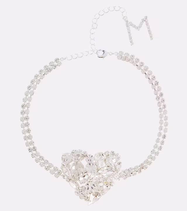 Heart crystal-embellished choker