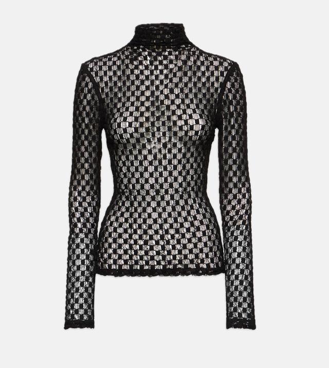 Geometrical lace long sleeves top